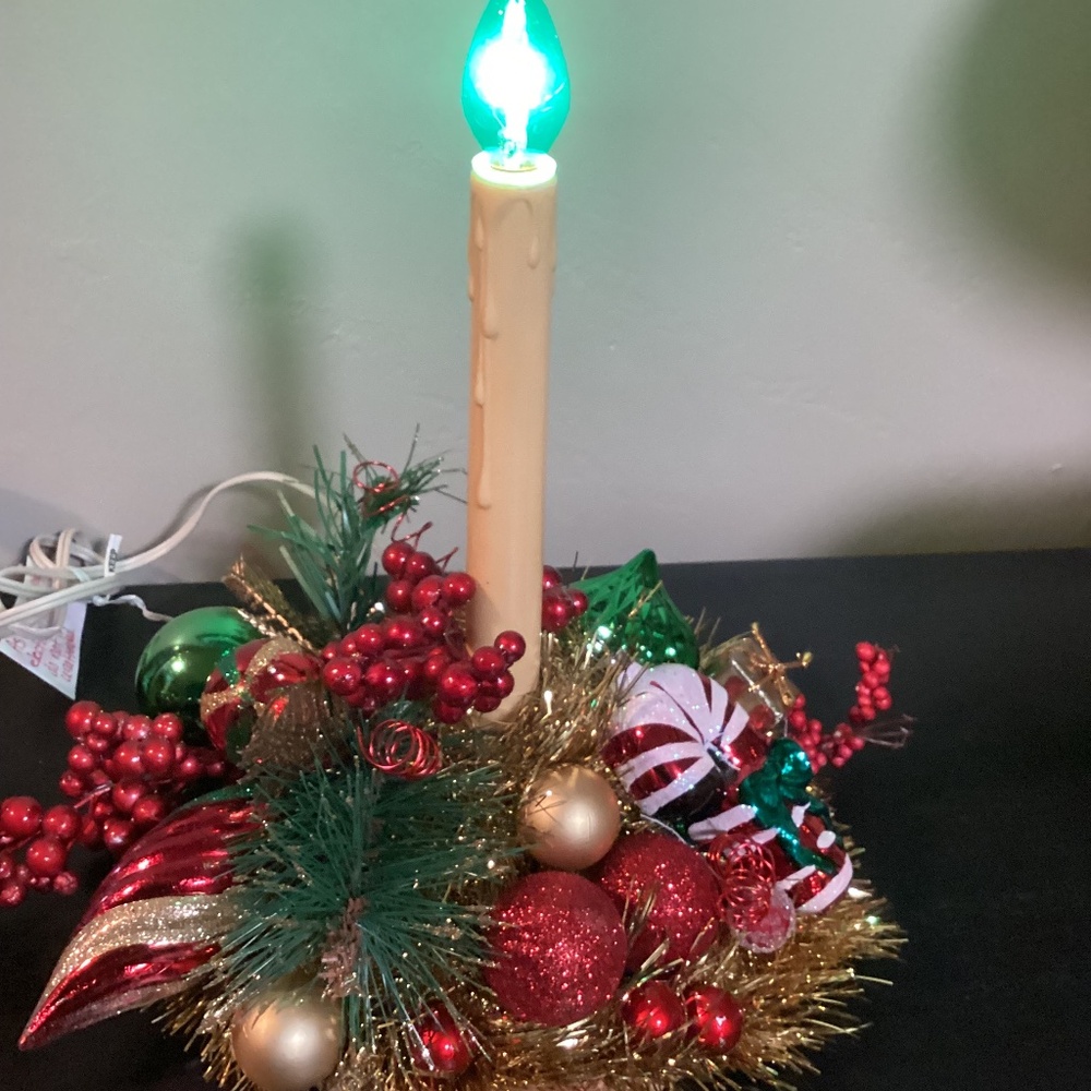 Vintage Electric Light Candolier Christmas Candle. Decorated
